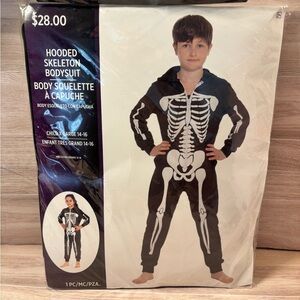 Kids Skeleton Costume with Hood Xl